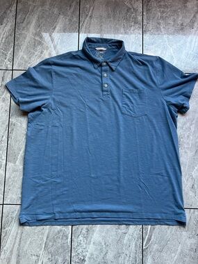 L.L. Bean Traditional Fit Tall Mens Blue Pocket Cotton Short Sleeve Polo 2XLT